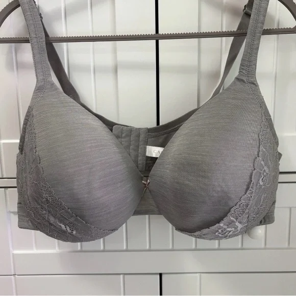 Cacique 44D Lane Bryant Lightly Lined UW Full Coverage Gray w/lace - Picture 2 of 4
